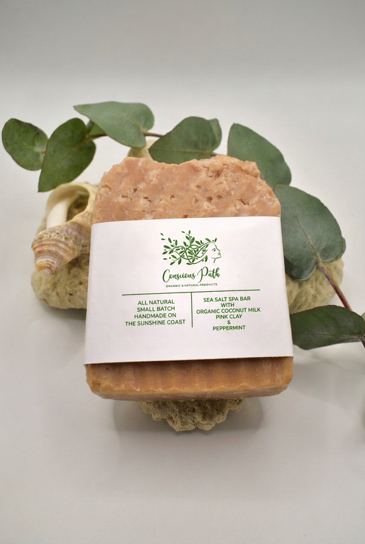 Australian Pink clay salt spa bar with peppermint