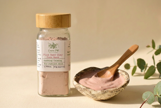Pink clay mask with straight lid and three-quarter fill
